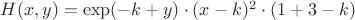 $H(x,y) = \exp(-k\cdotx+y)\cdot(x-k\cdoty)^2\cdot(1+3\cdotx-k\cdotx\cdoty)$
