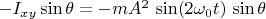 $ -I_{xy} \sin \theta=-mA^2 \, \sin(2 \omega_0t) \, \sin \theta$