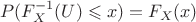 $$P(F^{-1}_X(U) \leqslant x) = F_X(x)$$
