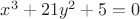 $x^3+21y^2+5=0$ $x^3+21y^2+5=0$