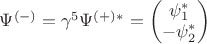 $\Psi^{(-)} = \gamma^5 \Psi^{(+)}^* = \begin{pmatrix} \psi_1^* \\ -\psi_2^* \end{pmatrix}$