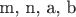 m, n, a, b