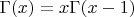 $\Gamma(x)=x \Gamma(x-1)$