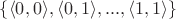 $\{\langle 0,0 \rangle, \langle 0,1 \rangle, ..., \langle 1,1 \rangle\}$ $\{\langle 0,0 \rangle, \langle 0,1 \rangle, ..., \langle 1,1 \rangle\}$