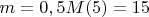 $m=0,5M(5)=15$