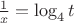 $\frac1x=\log_4t$