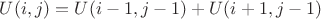 $U(i,j)=U(i-1,j-1)+U(i+1,j-1)$