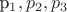 p_{1}, p_{2}, p_{3}