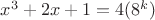 $x^3+2x+1=4(8^k)$
