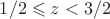$1/2\leqslant z<3/2$