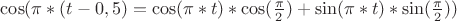 $\cos(\pi*(t-0,5)=\cos(\pi*t)*\cos(\frac{\pi}2)+\sin(\pi*t)*\sin(\frac{\pi}2))$