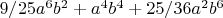 $ 9/25  a^6 b^2 + a^4 b^4 + 25/36 a^2 b^6 $