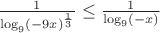 $\frac {1} {\log_{9}(-9x)^{\frac {1} {3}}} \leq \frac {1} {\log_{9}(-x)}$