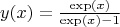 \[
y(x) = \tfrac{{\exp (x)}}
{{\exp (x) - 1}}
\]