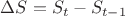 $\Delta S = S_t - S_{t-1}$