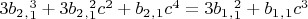 $3b_2_,_1^3+3b_2_,_1^2c^2+b_2_,_1c^4=3b_1_,_1^2+b_1_,_1c^3$
