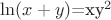 $\ln(x+y)$=xy^2