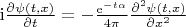 $\begin{equation*}
		\mathrm{i}\frac{\partial \psi(t,x)}{\partial t}= -\frac{\mathrm{e}^{-t\alpha}}{4\pi}  \frac{\partial^2 \psi(t,x)}{\partial x^2}
\end{equation*}$