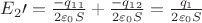 $E_2\prime=\frac{-q_1_1}{2\varepsilon_0 S}+\frac{-q_1_2}{2\varepsilon_0 S}=\frac{q_1}{2\varepsilon_0 S}$