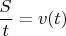$\dfrac St=v(t)$
