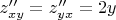 $z''_{xy}=z''_{yx}=2y$