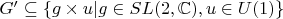 $G'\subseteq \{g\times u|g\in SL(2,\mathbb{C}),u\in U(1)\}$