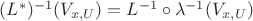 $(L^*)^{-1} (V_{x,U}) = L^{-1} \circ \lambda^{-1} (V_{x,U})$