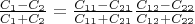 $\frac{C_1-C_2}{C_1+C_2}=\frac{C_{11}-C_{21}}{C_{11}+C_{21}}\frac{C_{12}-C_{22}}{C_{12}+C_{22}}$