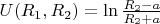 $U(R_1,R_2)=\ln{\frac{R_2-a}{R_2+a}}$