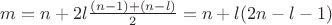 $m=n+2l\frac {(n-1)+(n-l)} 2=n+l(2n-l-1)$