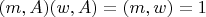 $(m,A)(w,A)=(m,w)=1$