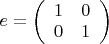 $e=
\left(\begin{array}{cc}
	1&0\\
	0&1
\end{array}\right)$