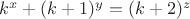 $k^x+(k+1)^y=(k+2)^z$