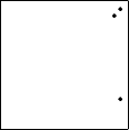$$\begin{picture}(64,64)
\put(0,0){\line(1,0){64}}
\put(0,0){\line(0,1){64}}
\put(64,64){\line(-1,0){64}}
\put(64,64){\line(0,-1){64}}
\put(57,57){\circle*{2}}
\put(60,15){\circle*{2}}
\put(60,60){\circle*{2}}
\end{picture}$$
