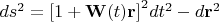 $d{{s}^{2}}={{\left[ 1+\mathbf{W}(t)\mathbf{r} \right]}^{2}}d{{t}^{2}}-d{{\mathbf{r}}^{2}}$