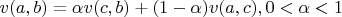 $v(a, b) = \alpha v(c, b) + (1 - \alpha)v(a, c), 0<\alpha<1$