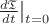 $\left.\frac{d\mathfrak{T}}{dt}\right|_{t=0}$