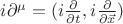 $i\partial^\mu=(i\frac{\partial}{\partial t}, i\frac{\partial}{\partial\vec x})$