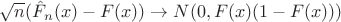 $\sqrt{n}(\hat{F}_{n}(x) - F(x)) \rightarrow N(0, F(x)(1-F(x)))$