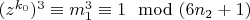 $(z^{k_0})^3\equiv m_1^3\equiv 1\mod (6n_2 + 1)$