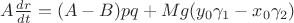 $A\frac{dr}{dt}=(A-B)pq+Mg(y_0\gamma_1-x_0\gamma_2)$