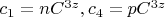 $c_1=nC^{3z}, c_4=pC^{3z}$