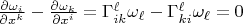 $\frac{\partial \omega_i}{\partial x^k}-\frac{\partial \omega_k}{\partial x^i}=\Gamma^\ell_{ik}\omega_\ell-\Gamma^\ell_{ki}\omega_\ell=0$