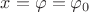 $x=\varphi=\varphi_0$
