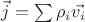 $\vec{j} = \sum \rho_i \vec{v_i}$