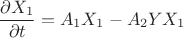 $$\frac{\partial X_1}{\partial t}=A_1X_1-A_2YX_1$$