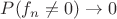 $P(f_n \neq 0) \to 0$