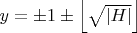$y=\pm1\pm\left\lfloor{\sqrt{|H|}\right\rfloor$