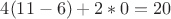 $4(11-6)+2*0=20$