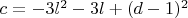 $c=-3l^2-3l+(d-1)^2$